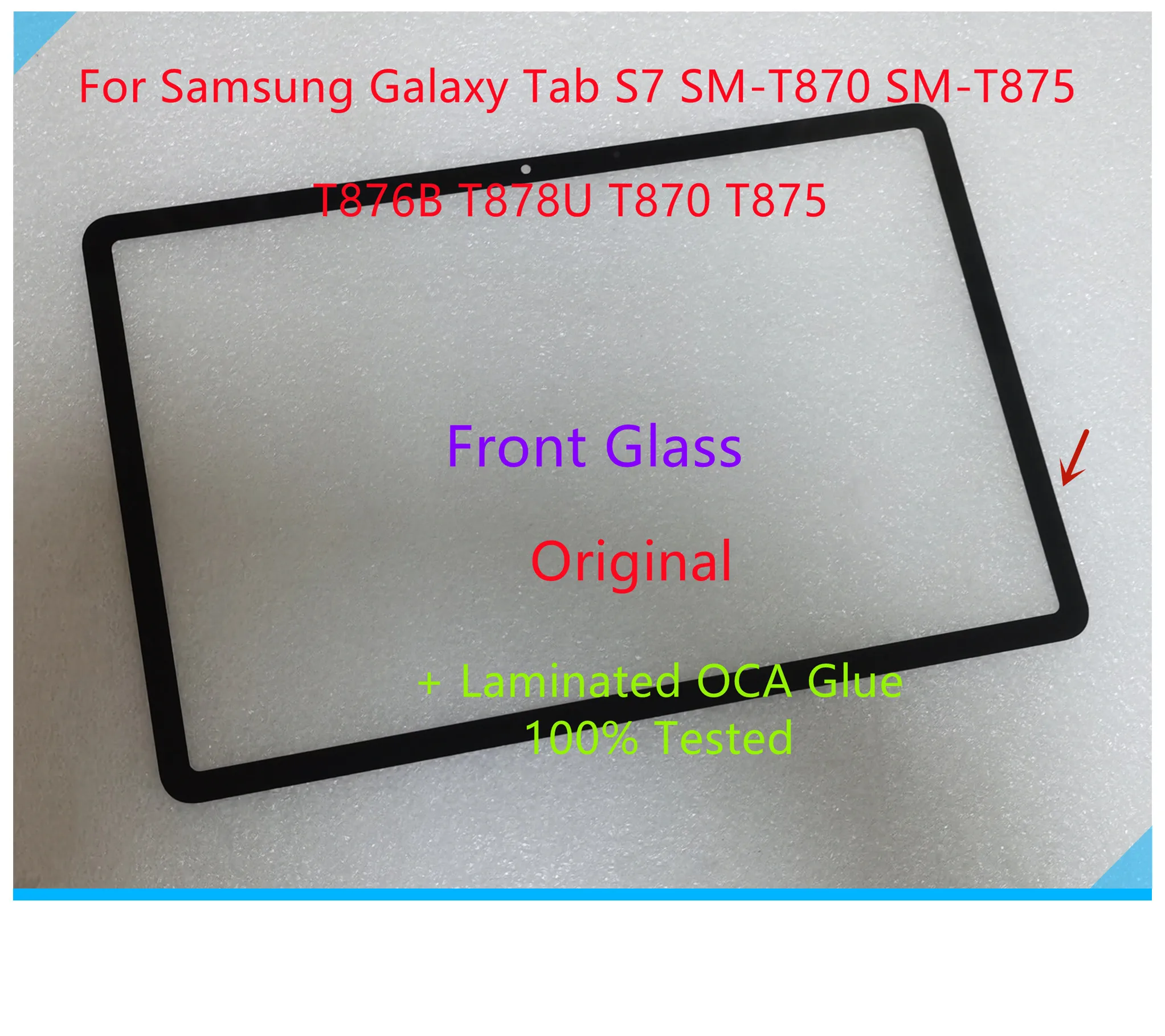 Tested 11'' Inch For Samsung Galaxy Tab S7 SM-T870 T875 SM-T875 SM-T876B T878U Touch Screen Front Glass + OCA Glue
