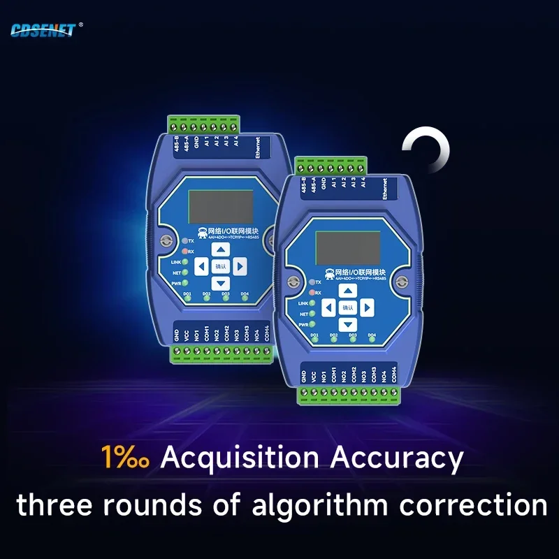Ethernet I/O Networking Module Switch Value Acquisition Control ModBus CDSENET ME31-XAAX0440 4AI+4DO RS485 RJ45 Network port