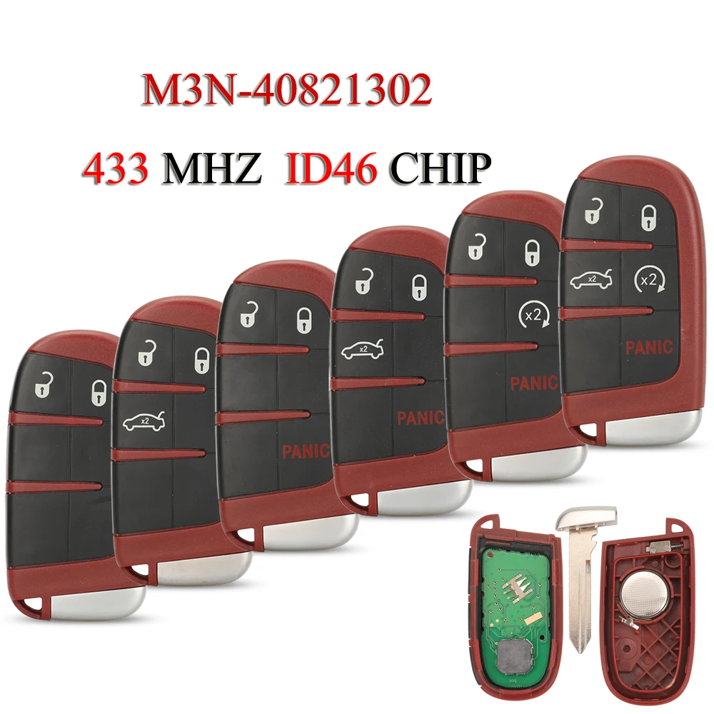 jingyuqin 5PCS/Lot M3N-40821302 Remote Smart Car Key For SRT Dodge Challenger Charger SRT Hellcat Redeye 433Mhz ID46 Chip 