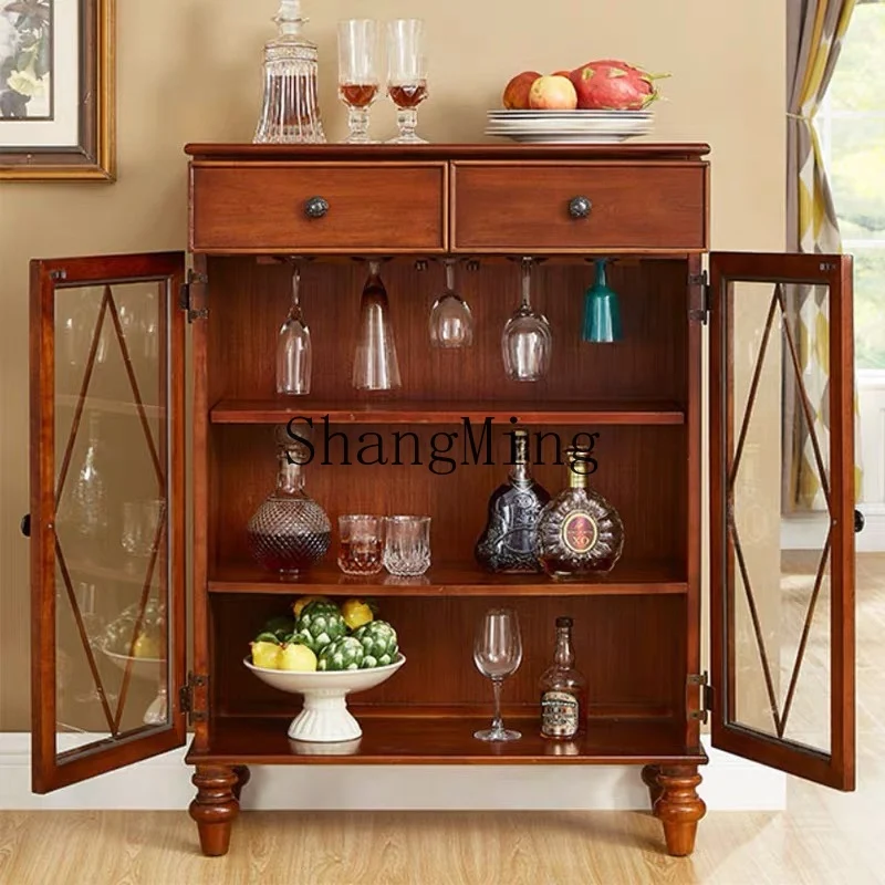 ZYY خزانة مشروبات من الخشب الصلب بباب مزدوج لتخزين مطعم الضيوف وخزانة عرض زجاجية للمطاعم