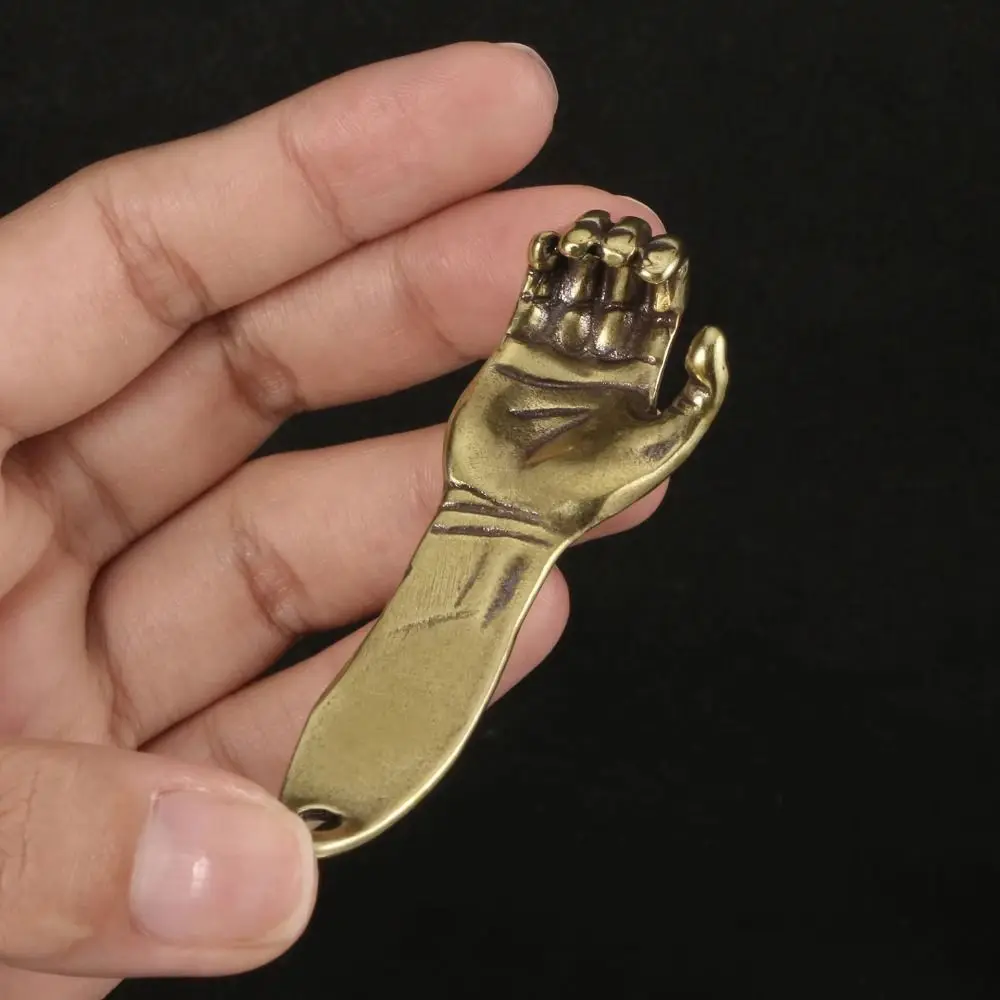 Waist Hangings Hand Arm Keychains Home Decoration Handmade Metal Bottle Opener Pendant Retro Brass Helping Hand Keyring