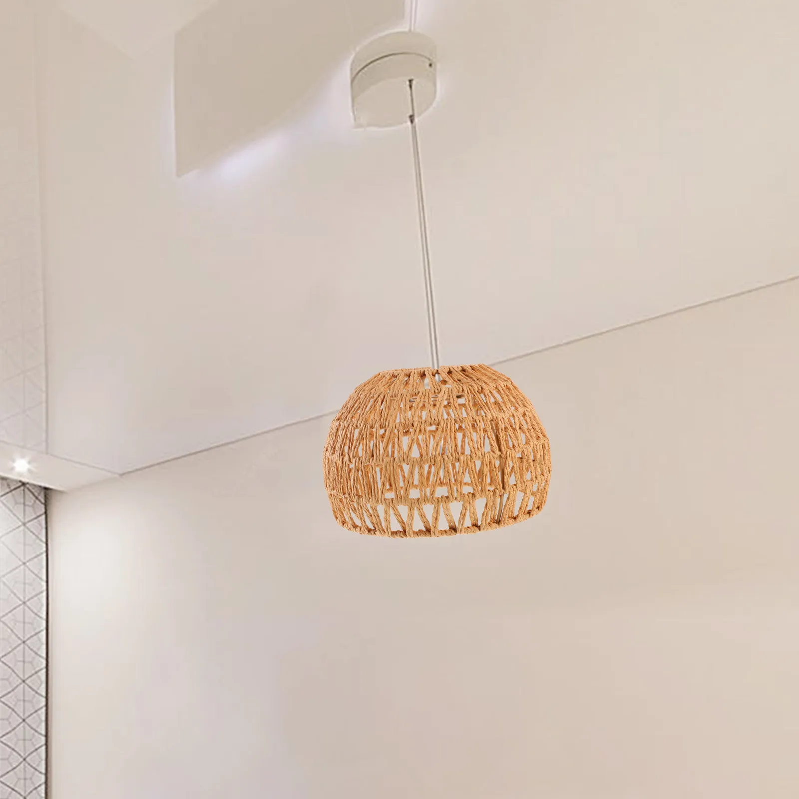 

Paper Rope Woven Lampshade Rustic Handwoven Pendant Lamp Shade Ceiling Light Cover Decorative Hanging Lamp Shade Replacement