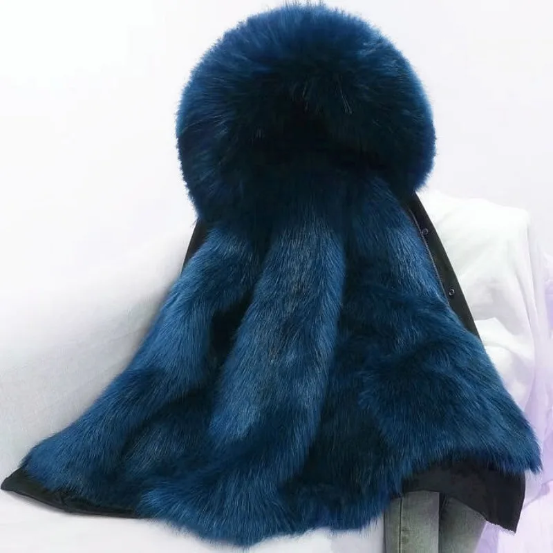 Women's Clothes Puffer Jacket Faux Fur Coat Thicken Golden Mink Fur Detachable Outer Jacket Inner Lining Leather Fur Combination