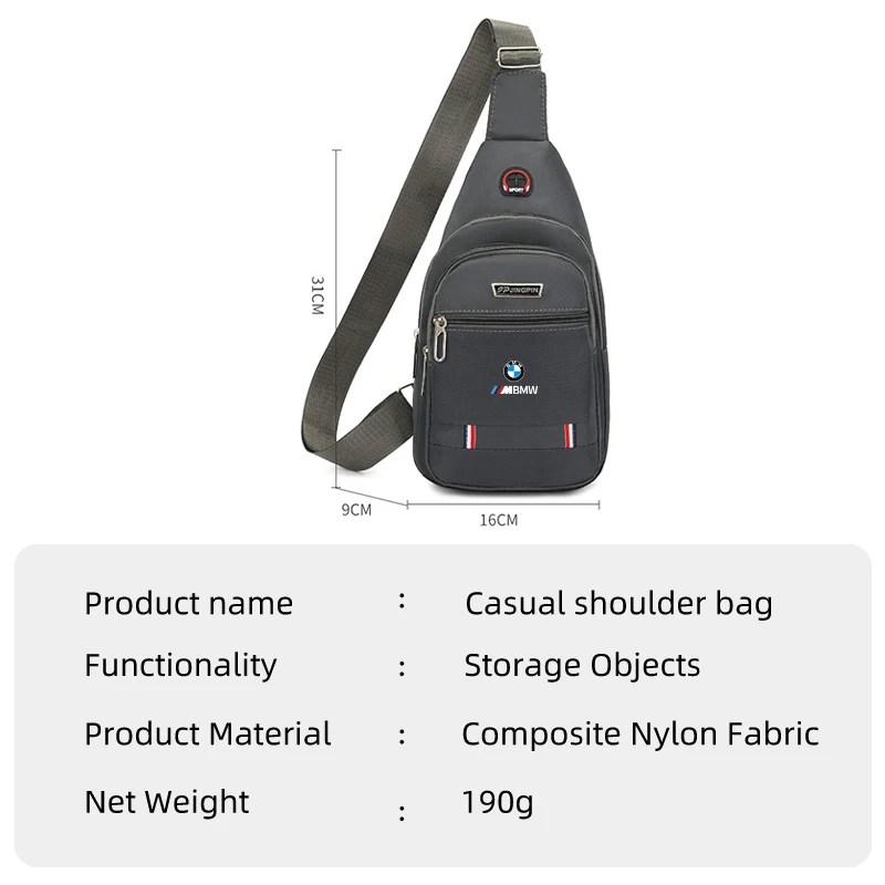 Men Oxford Cloth Chest Bag Handbag Waist Bag Crossbody Bag Headphone Cable For BMW Motorsport X1 X3 X5 E39 E46 E90 F20 E60 F30