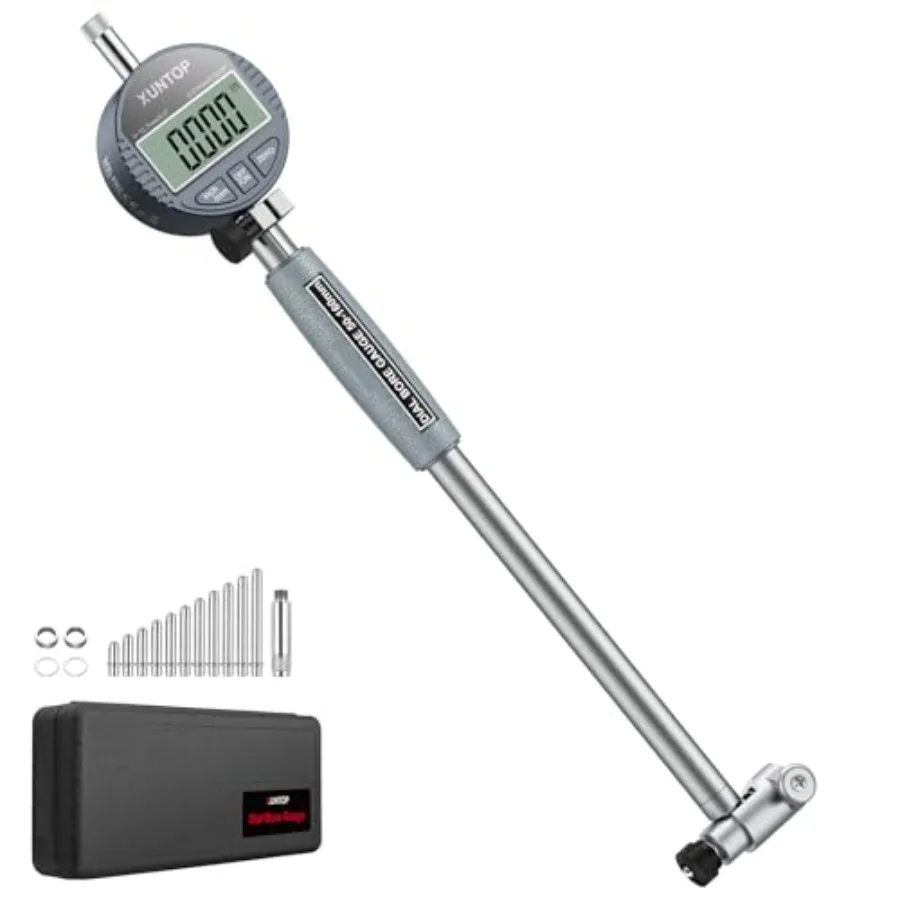 

XUNTOP Digital Bore Gauge Set 2-6inch 50-160mm Diameters Range Dial Indicator 0.0005 Inch(0.01mm) Accuracy with LCD Display Dee