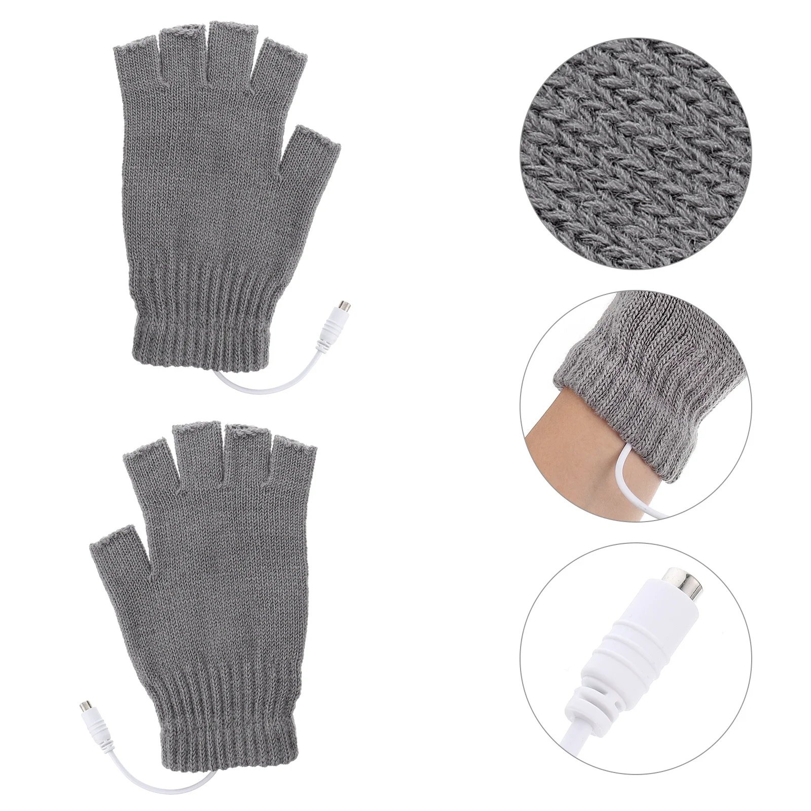 

1 Pair Usb Heating Gloves Half Finger Warm Knitting Unisex Winter Hands Warmer For Outdoor Sports Skiing Cycling Running Thermal
