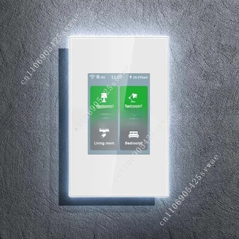 

Smart home automation Tuya wireless LCD touch panel smart switch 4 groups of lights support voice control