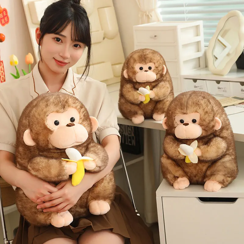 Groothandel 23/30 cm Mooie Fee Gouden Aap Knuffels Kawaii Holding Banaan Poppen Gevuld Zacht Dier Kussen voor Verjaardagscadeau