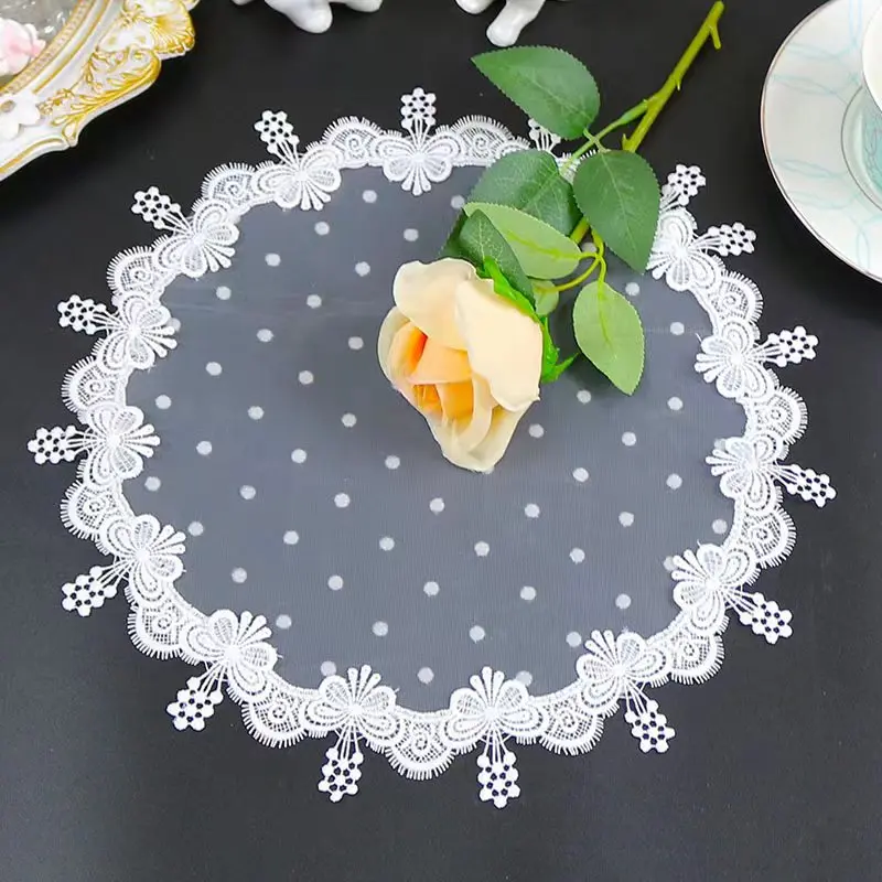 

NEW Round mesh flowers Embroidery table cloth cover wedding party tablecloth kitchen Christmas Table decoration and accessories