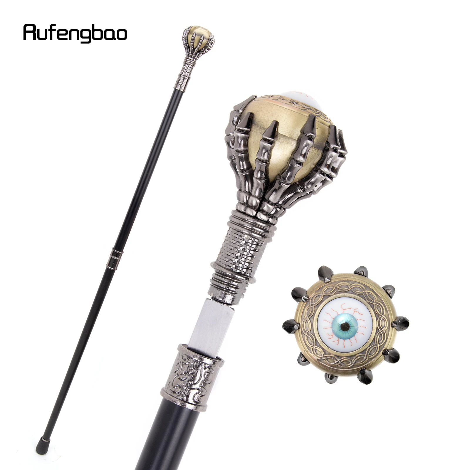 Bloodshot Eyes Eyeball Steampunk Walking Stick with Hidden Plate Self Defense Fashion Cane Plate Cosplay Crosier Stick 93cm