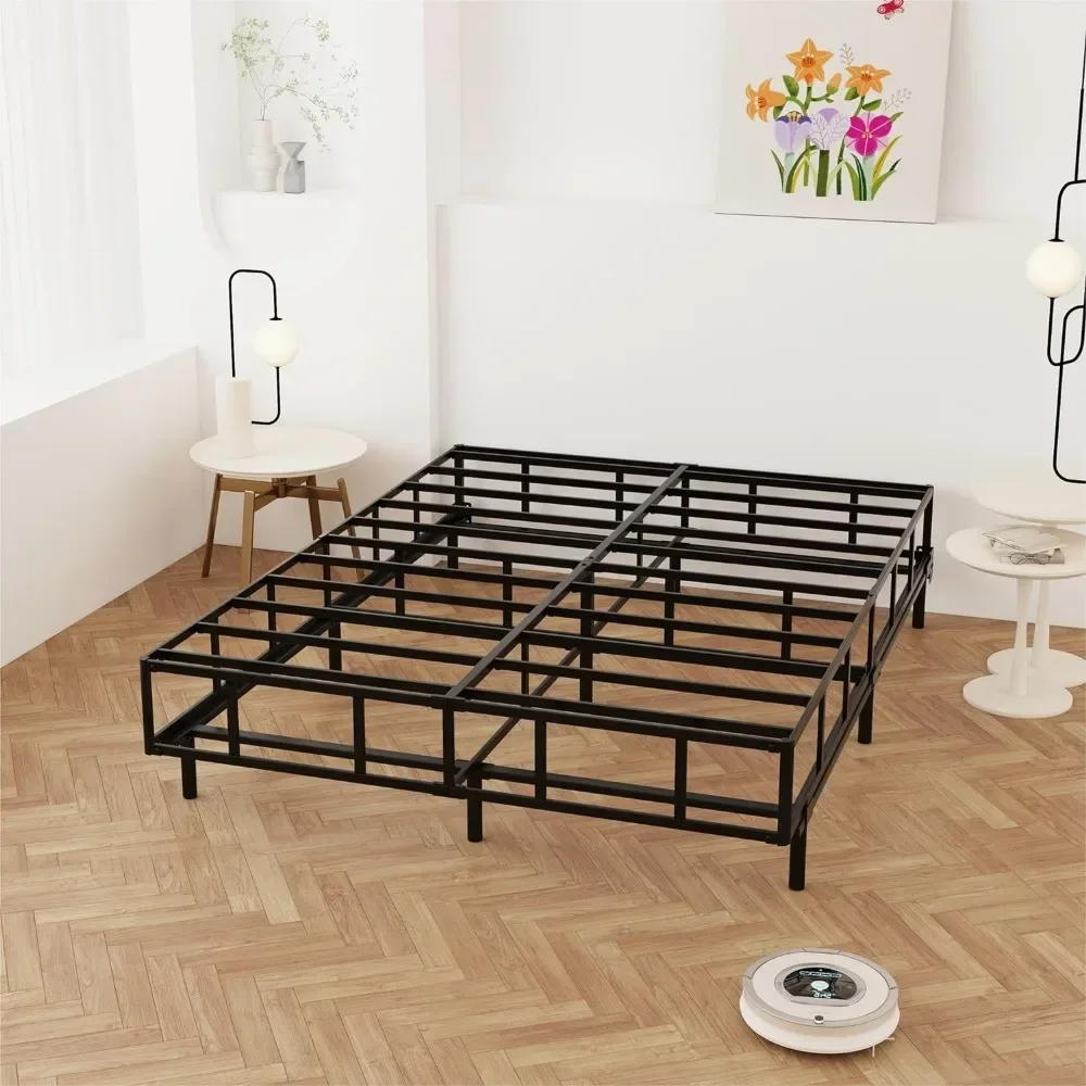 Box Spring for Queen Bed 7 Inch Metal Bed Frame Full Size Noise Free Easy Assembly Mattress Foundation Black Platform Storage