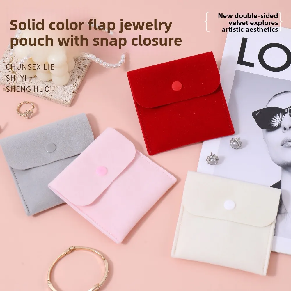 

Microfiber Velvet Mini Jewelry Display Bag Foldable Small Necklace Ring Packing Bag Storage Case Solid Color Earrings Organizer