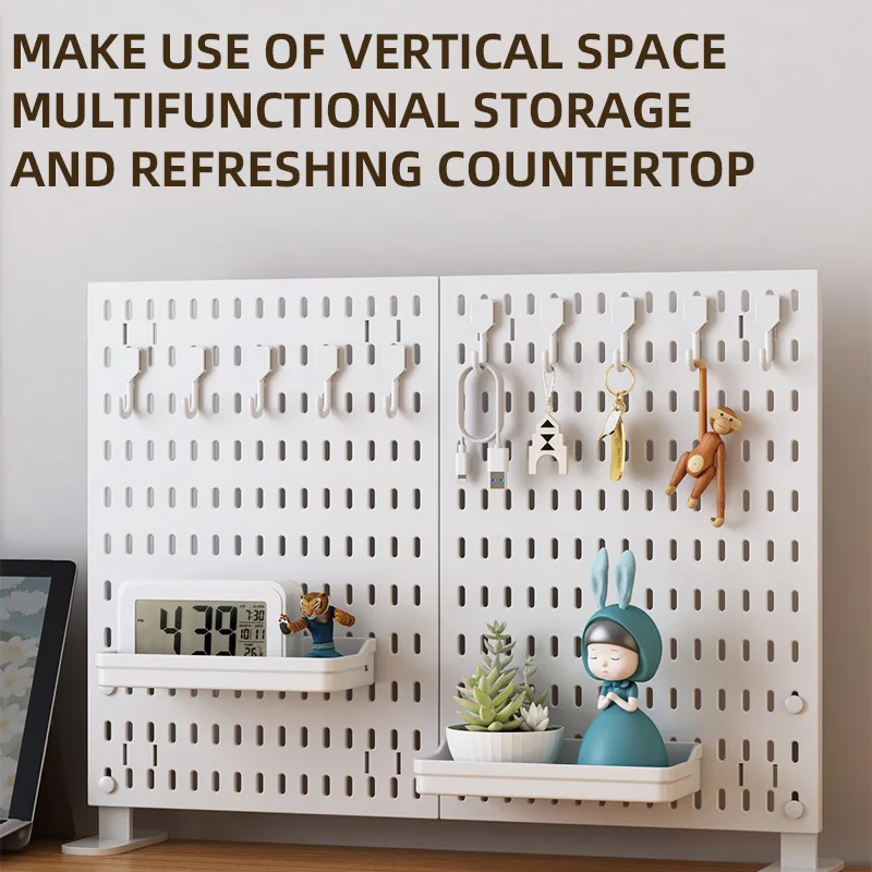 Pegboard Wall Shelf Rack Punch-Free Multi-functional Wall Hanging for Kitchen Bedroom Plastic No-Drilling Hole Board Organizer