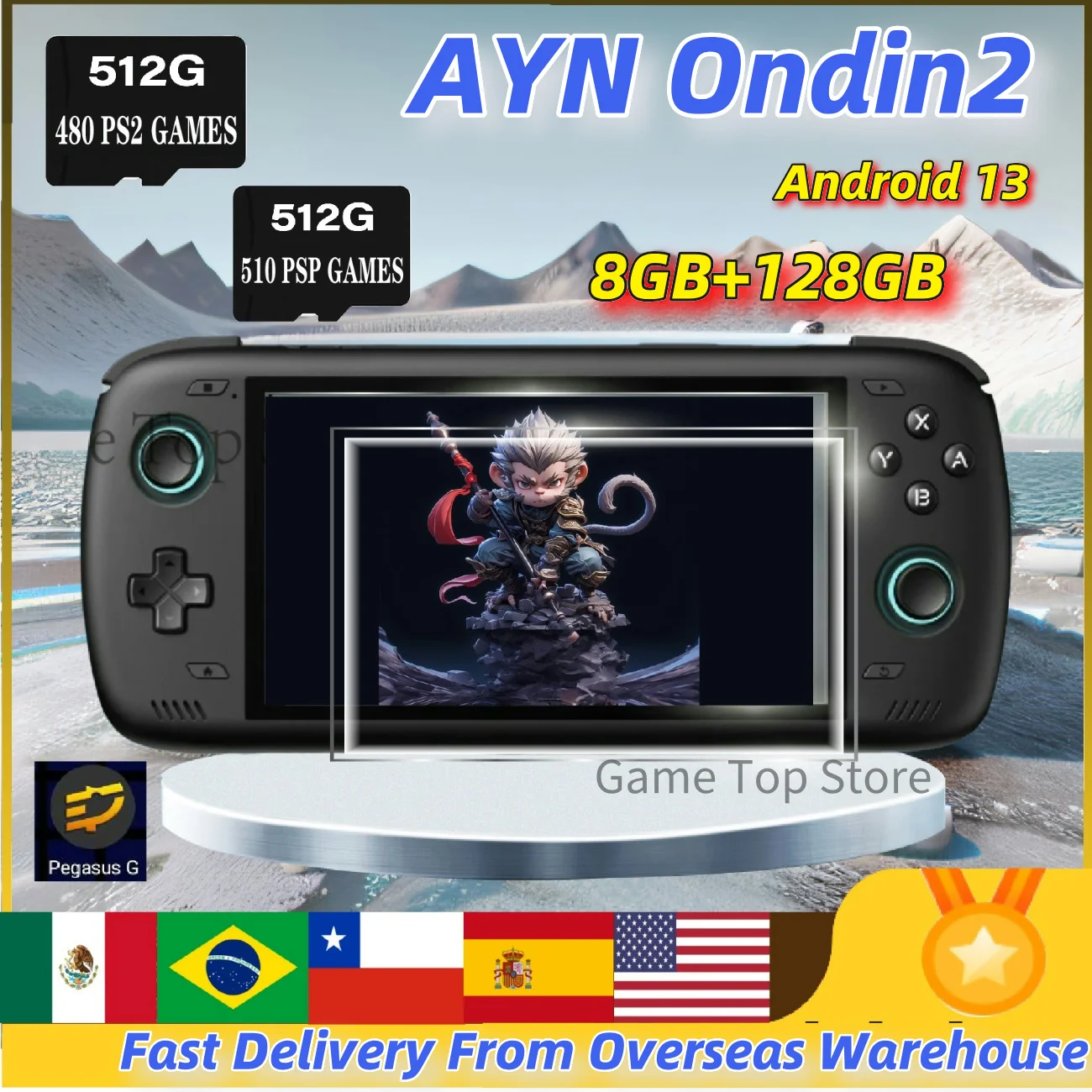 

Ayn Odin 2 pro Odin 2 Handheld Game Console 6" IPS Screen 8G+128G Android13 512G Bluetooth Portable Console PSP ps2 IPS LCD Sc