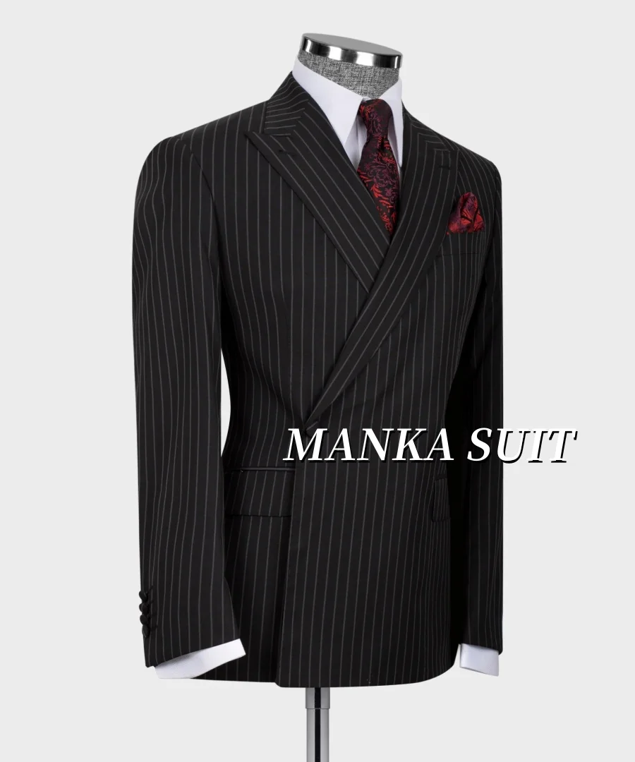 Peak Lapel Double Breasted Men's Suits 2PCS Blazer Pants Formal Party Business Office Suits for Men Customized  Men's set