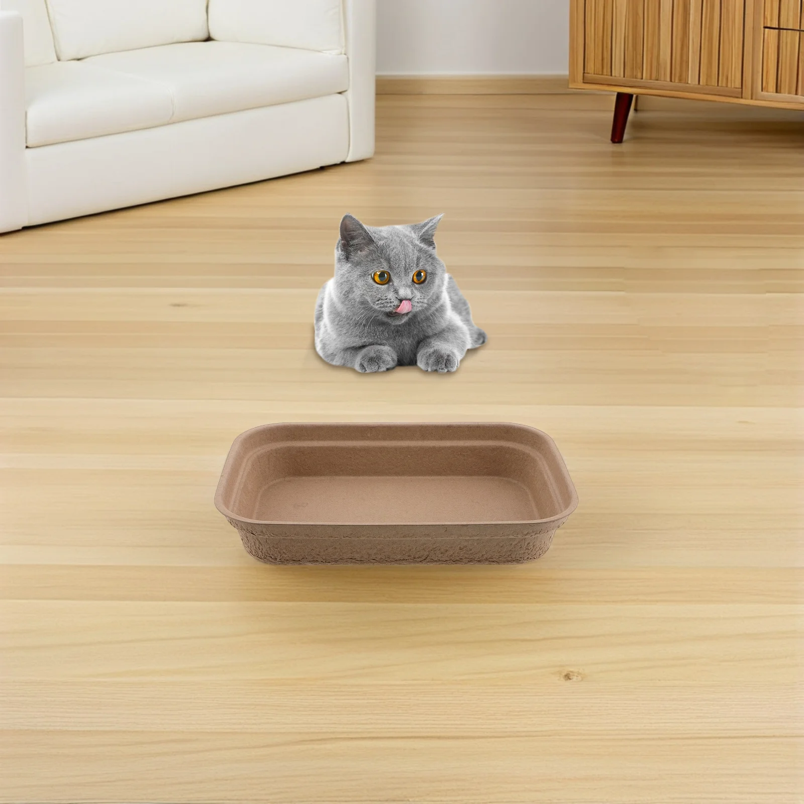

2pcs Large Capacity Paper Cat Litter Box Low Entry Disposable Travel Pan For Cats Splash Guard Portable Pet Toilet Emergency Use