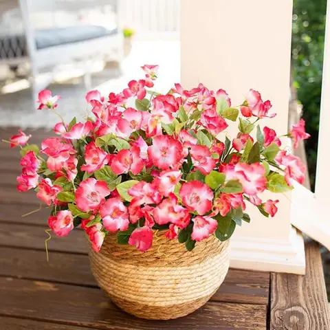 6pcs Artificial Flowers Hibiscus Bouquet Decorative Fake Flowers for Home Decor Outside Garden Porch Patio Balcony Decor