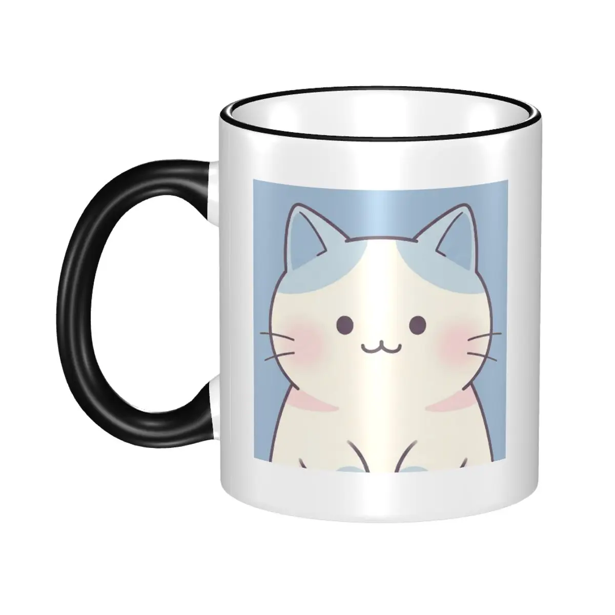 Kawaii Pastel Cat Cute Chubby Kitty In Soft Colors Mug Funny Ceramic Coffee Cups Tea Mugs Milk Cup Drinkware Gift for Woman Man