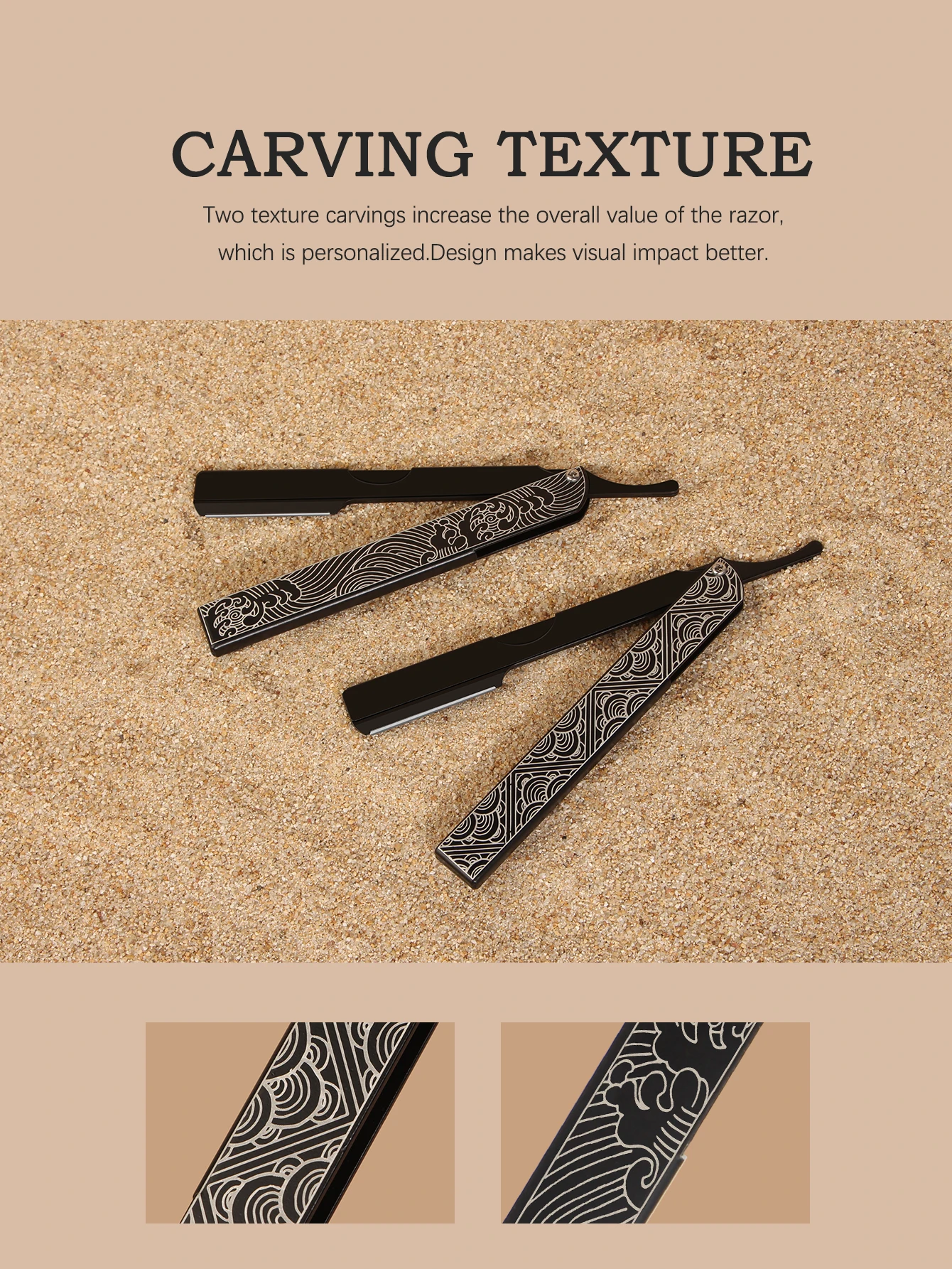 Men\'s Stainless Steel Straight Manual Razor Retro Men\'s Beard Trimmer Folding Safety Hair Barber Cutting Shaving Tools