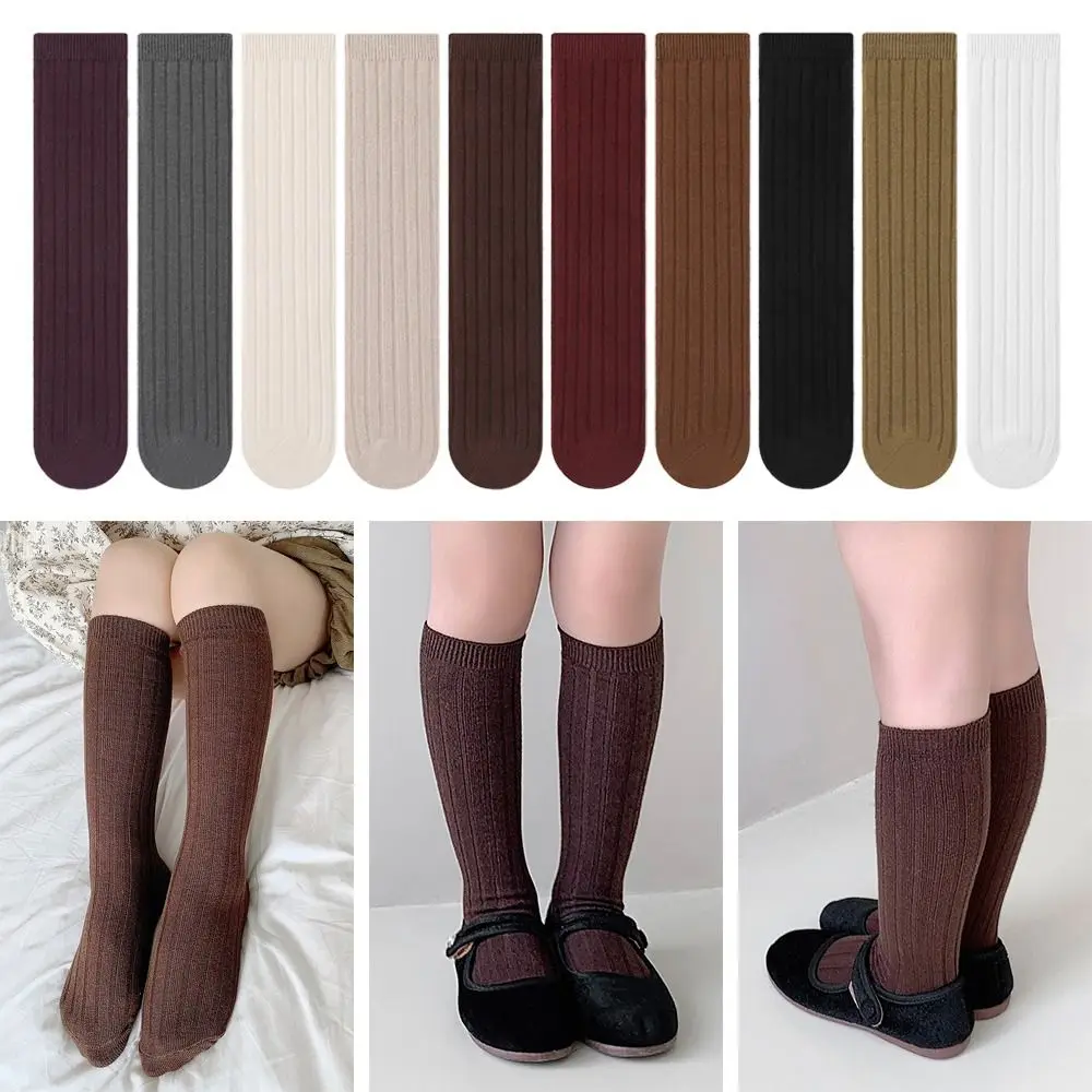 

Calf Socks Cotton Children Stockings Solid Color Striped Heart Knee High Socks Knee High Stocking Girls