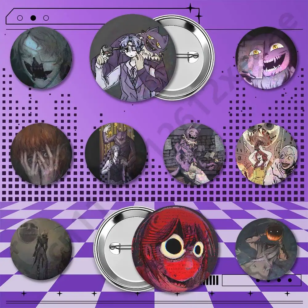 Fear Hunger Termina Holographic Badge Pins 25/32/44/58/75mm Round Anime Game Brooches Cosplay Fan Merch Bag Backpack Decoration