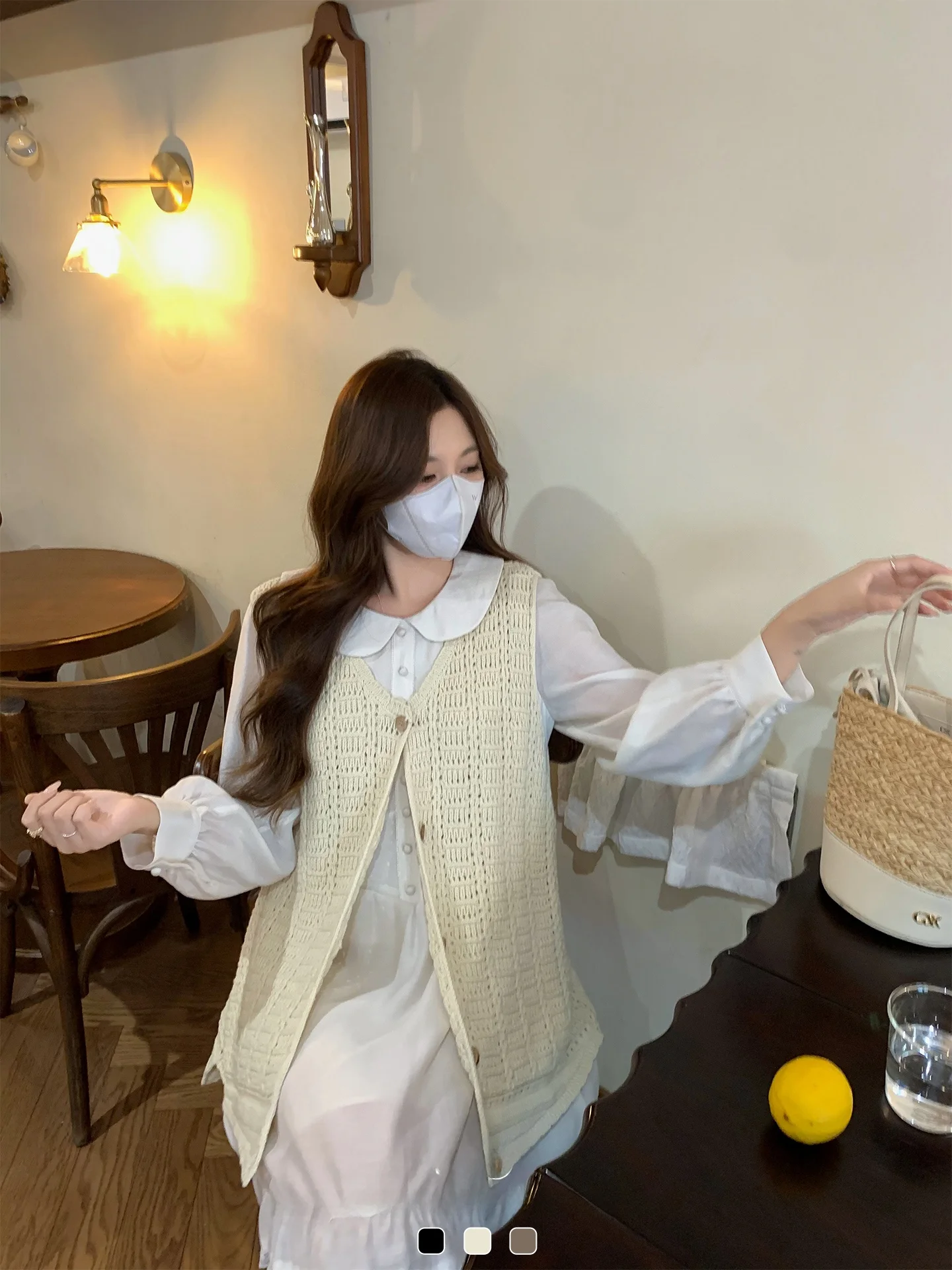 

Женский вязаный жилет большого размера Mae с V-образным вырезом, узором «переплетенные цветы», свободного кроя, из смесового хлопка и нейлона, осенняя мода