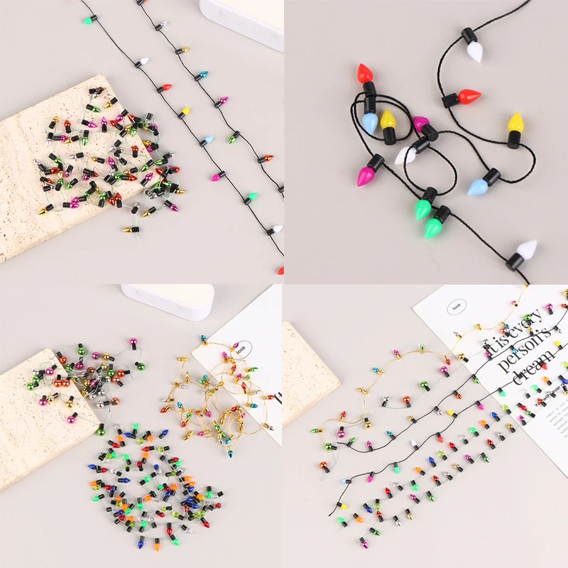 New 1m 1:12 Dollhouse Miniature Decorative String Lights DIY Fake String Lights Christmas Decoration Accessories No Power Supply