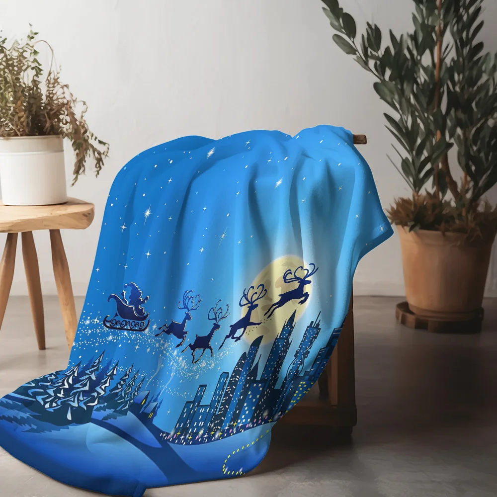 

Tuniu City Skyline Moon Night Fleece Blanket, Sofa Bed Room Decor, Warm Cozy Throw Blanket