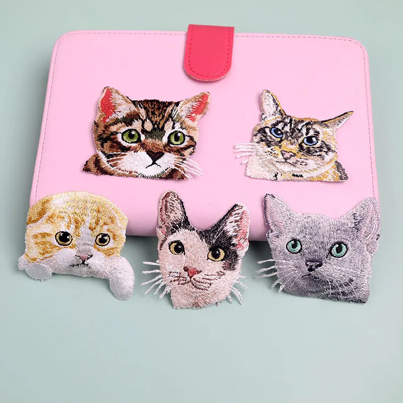 1 Piece Cute Cartoon Cat Embroidered Clothing Patches For Clothes Parch Iron On Fabric Sticker