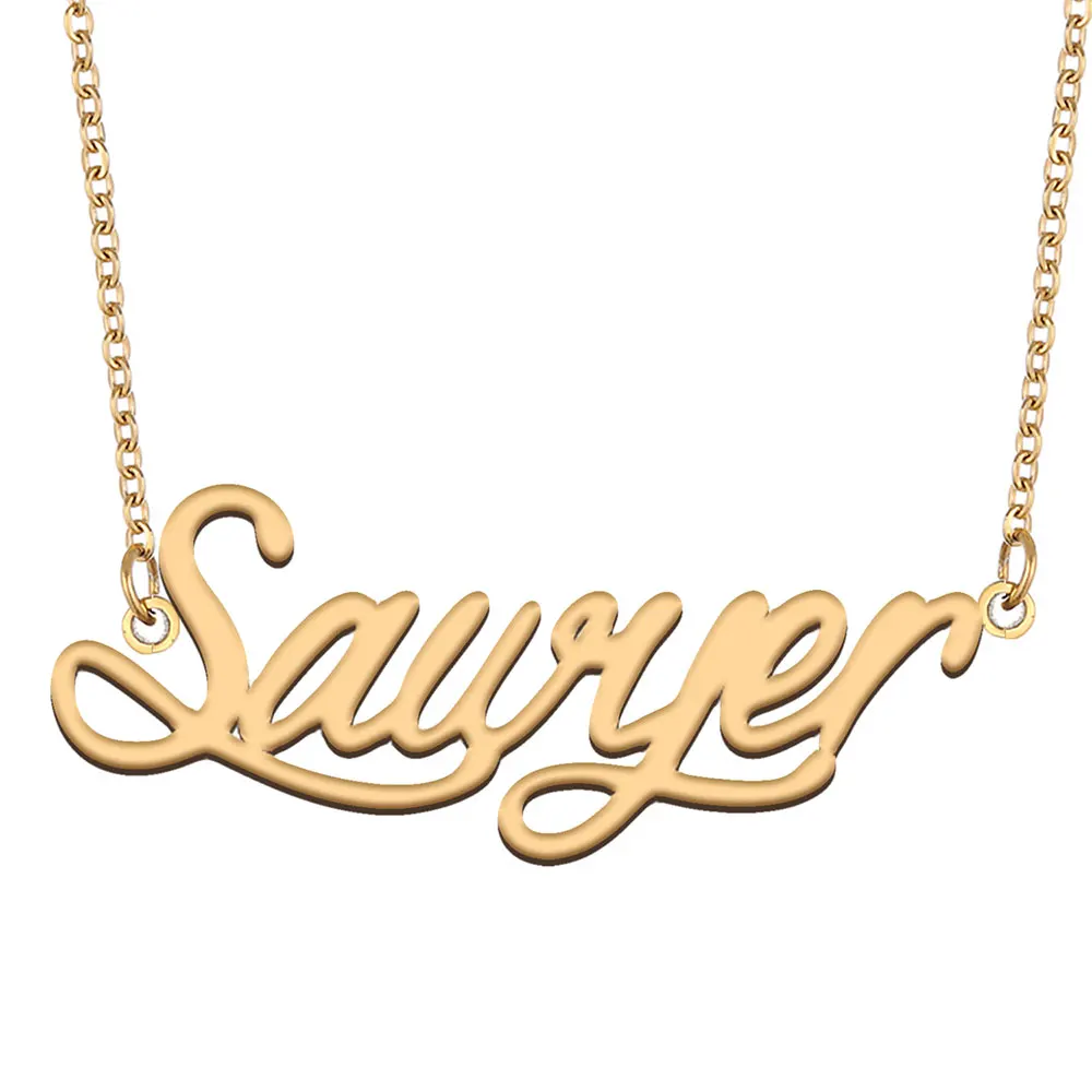 

Sawyer Name Necklace for Women Stainless Steel Jewelry Gold Color Nameplate Pendant Collares Para Mujer Letters Choker