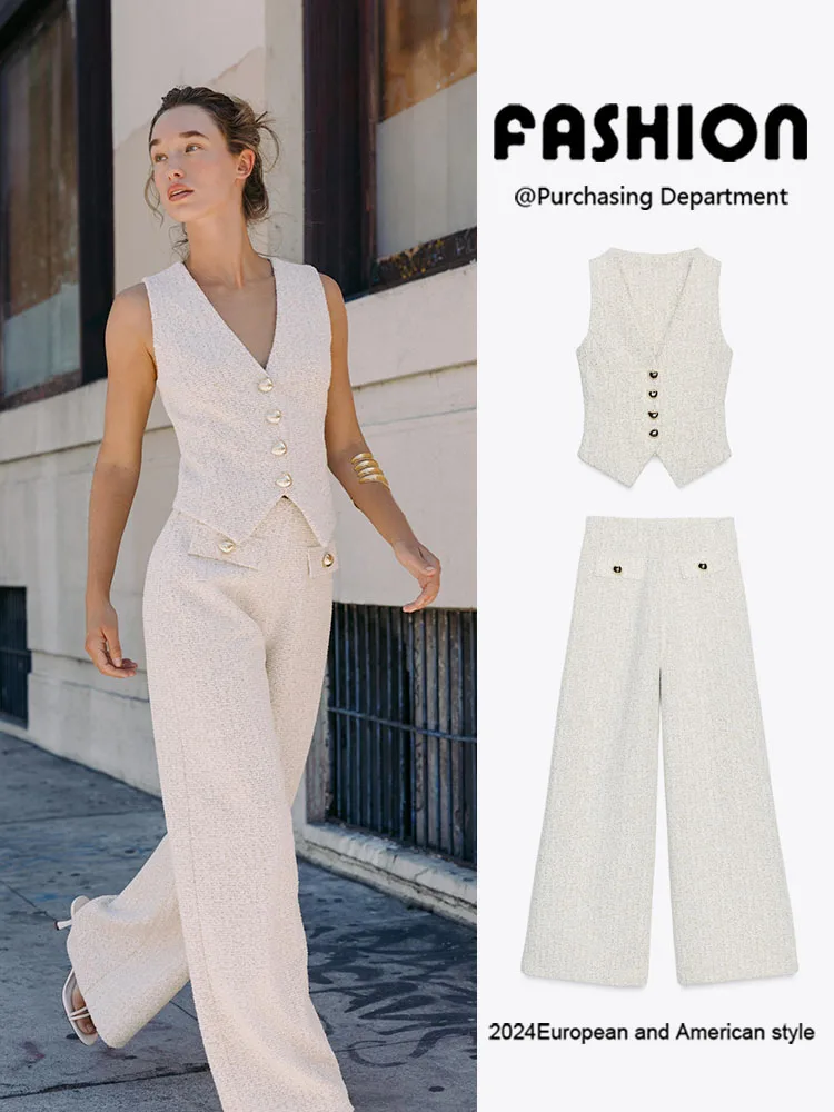 

Новый осенний текстурированный жилет, повседневные свободные брюки, женский модный этнический сценический костюм, удобный дышащий комплект одежды