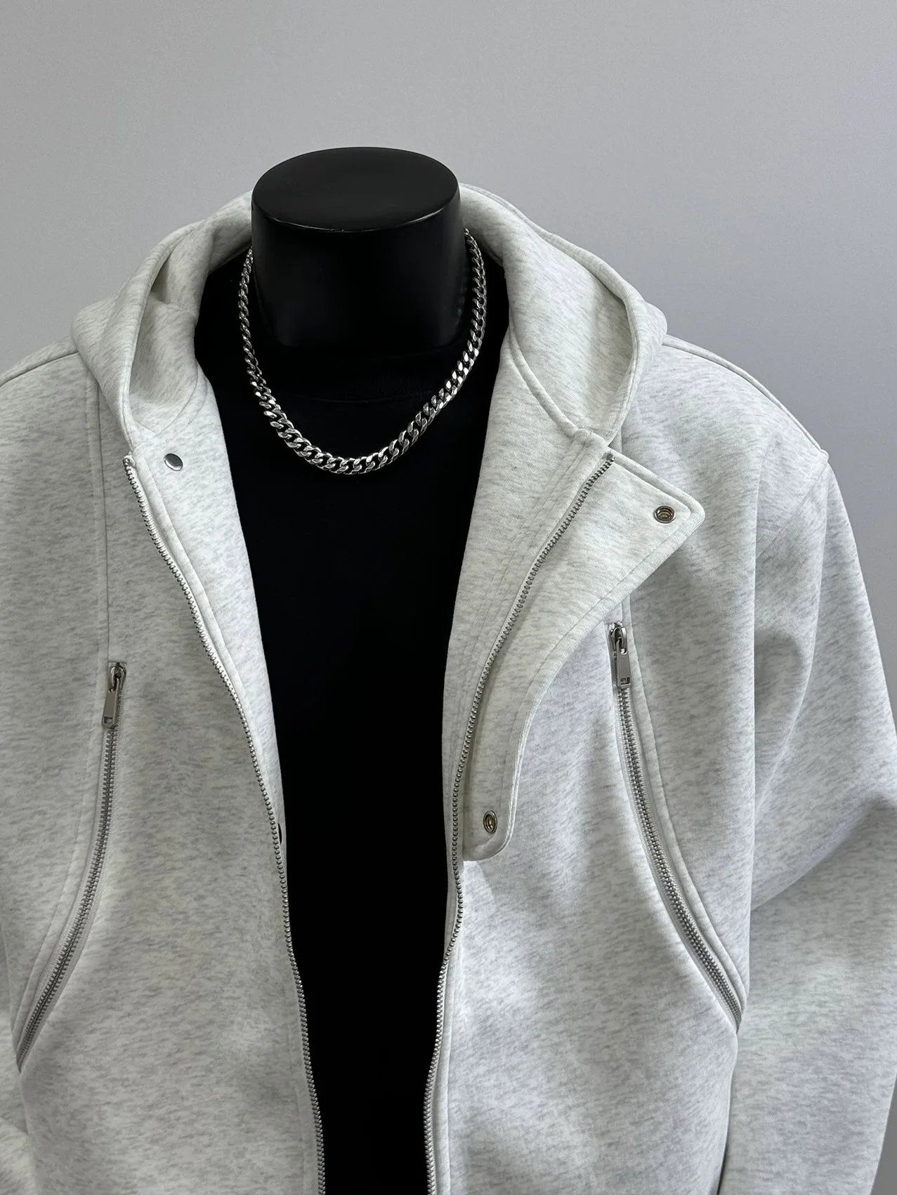 سترة بغطاء للرأس بتصميم سحاب للرجال فضفاضة كاجوال متعددة الاستخدامات للخريف والشتاء الأمريكية Sle Cleanfit ex Long Sve #4