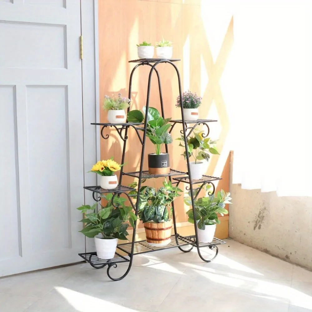 Multilayer Metal Plant Stand 9 Tiered Shelf Unit Garden Patio Display Rack