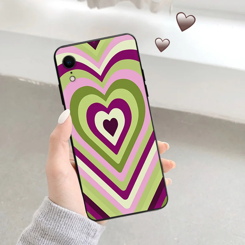 Phone Cases For iphone 15Pro XS Max 11 12 13 14 Pro 7 8 15 Plus Mini SE X XR Red Heart Circle Camera Protective Cover