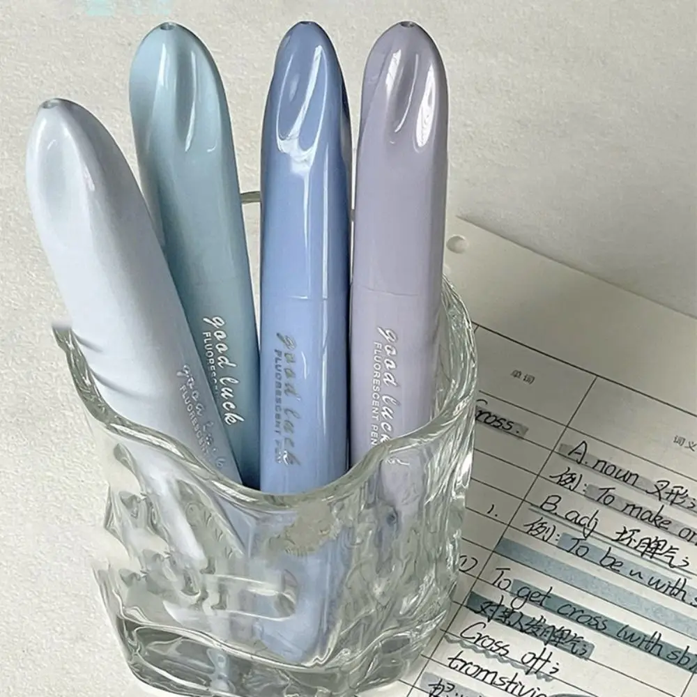 4PCS/Set Morandi Double Head Highlighters Reading Drawing Key Points Markers Colorful Fluorescent Pen Graffiti Tools