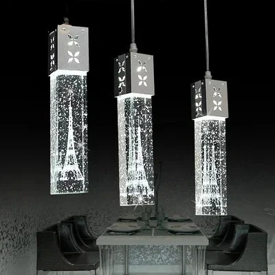Modern Led bar counter lamp single crystal bubble column three head pendant light lighthouse column lights