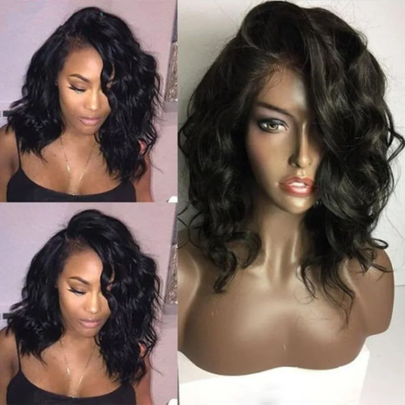 

wigs African high temperature silk, black chemical fiber hair, headgear, black partial small curls, short wavy hair, wig women