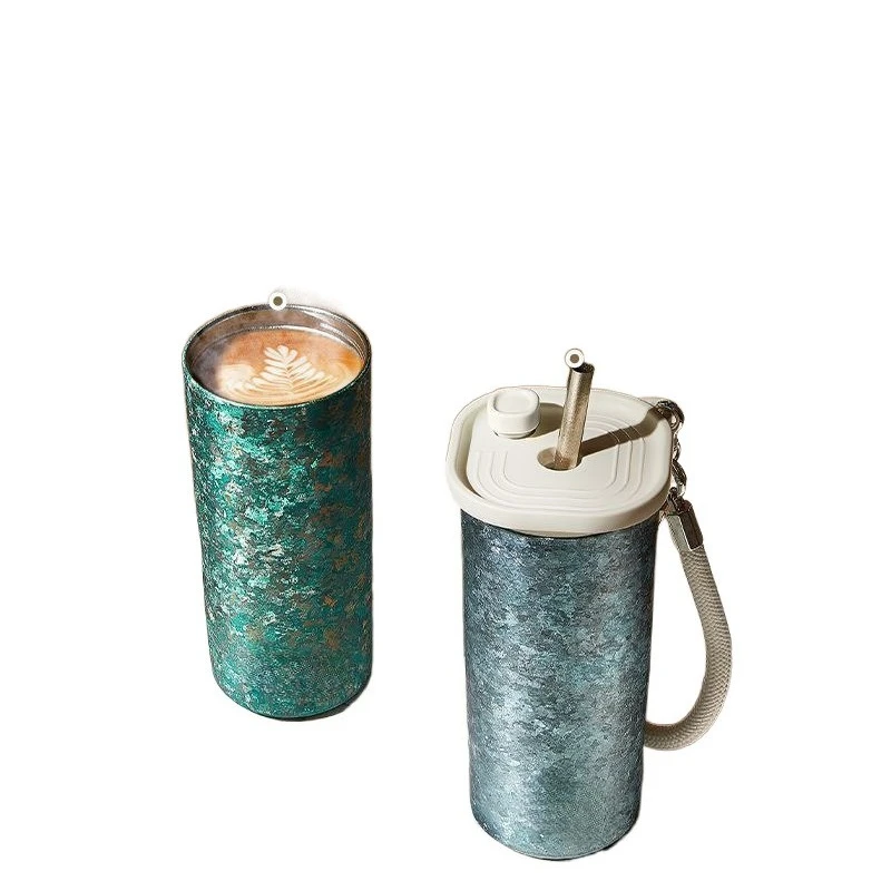

Pure titanium thermos cup women's high-value coffee cup straw water cups new gift-giving portable titanium cups