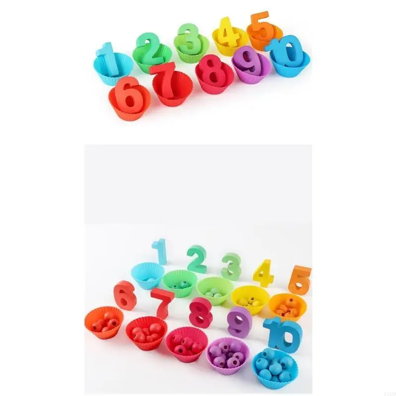 F62D Trẻ clip bằng gỗ clip Hạt câu cá học toán số trẻ đồ chơi giáo dục sớm