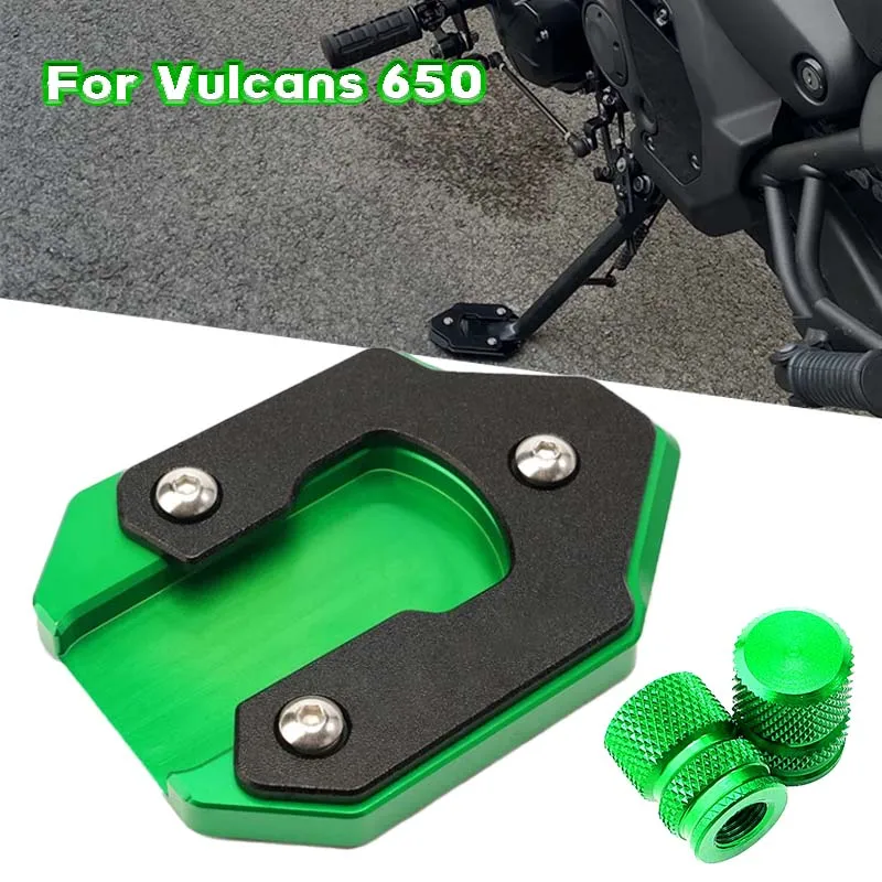 

For KAWASAKI Vulcan S 650 VN650 2015-2024 Motorcycle Accessories Kickstand Foot Side Stand Support Plate Wheel Valve Caps