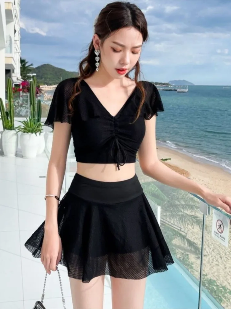 ผู้หญิงเซ็กซี่ Halter BANDAGE ดอกไม้พิมพ์ Double Layer Ruffle กระโปรงมินิ One Piece ชุดว่ายน้ําฤดูร้อน Push Up ชุดว่ายน้ําชายหาดชุดว่ายน้ํา