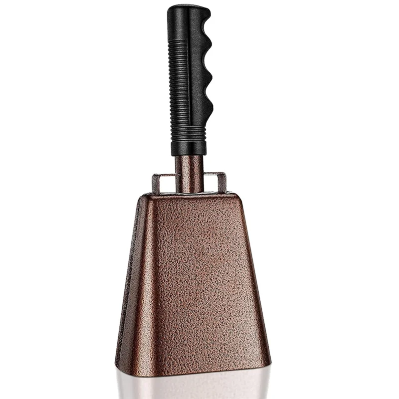 

10 In Steel Cowbell/Noise Makers with Handles, Cheering Bell Sporting. Solid School Hand Bells,
