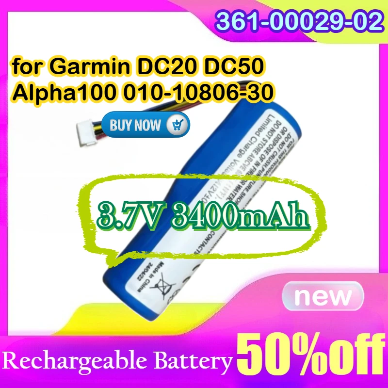 

361-00029-02 for Garmin DC20 DC50 Alpha100 010-10806-30 3.7V 3400mAh Dog Tracking Device GPS Battery