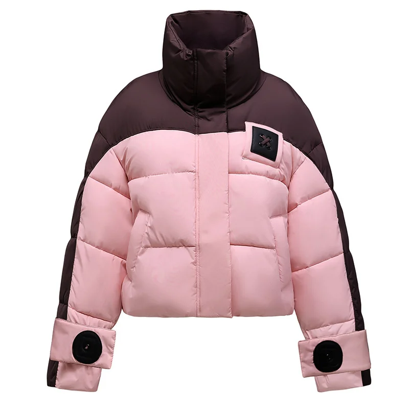 Winter Jackets Women 2024 Korea New Parkas Color Block Thick Warm Cotton Short Jacket Women's Basic Down Coat Outerwear Overcoat