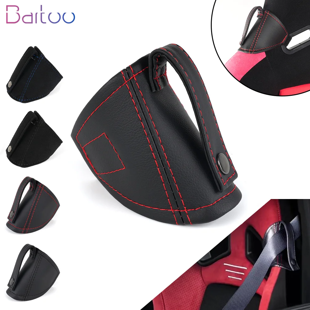 

PU Leather Car Racing Bucket Seatbelt Guide Suede Leather Safety Seat Belt Holder Protector Full Bucket Seat Side Cover BAG095