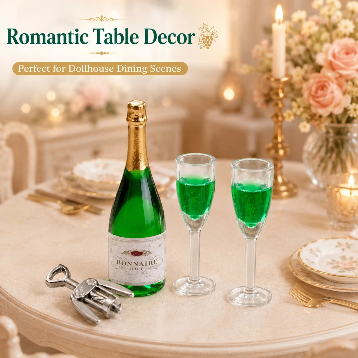 4pcs/1set Miniature Wine Bottle Set, Suitable for Dollhouse Decorations and Collection by Miniature Enthusiasts