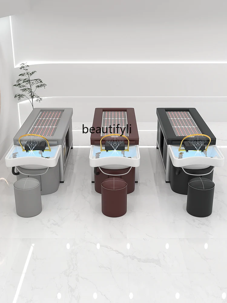 

S7486 ss Moxibustion Ceramic Basin Stainless Steel Shelf Thai Shampoo Chair Water Circulation Fumigation Head Treatment Bed Beau