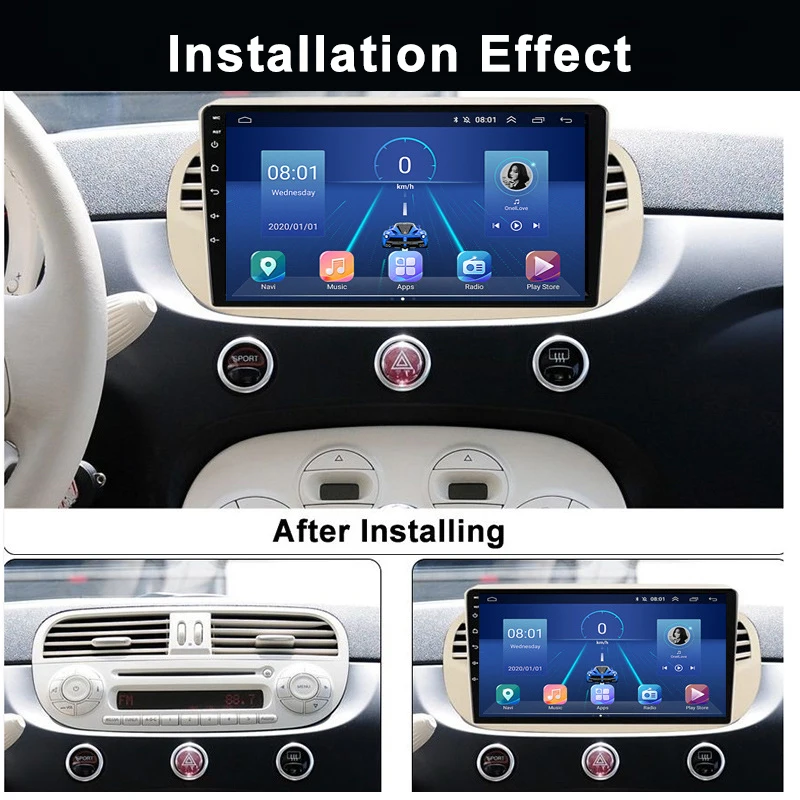 Android Car Navigation Built-in Gps Stereo Carplay 4G DSP Car Radio Player for Fiat 500 2007 2008 2009 2010 2011 2012~2015