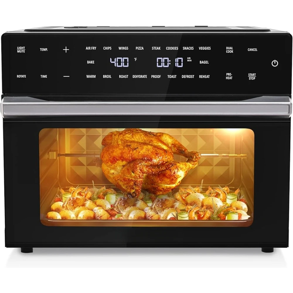 32QT super large air fryer, 19 in 1 air fryer oven combination, digital convection oven countertop air fryer 1800W black