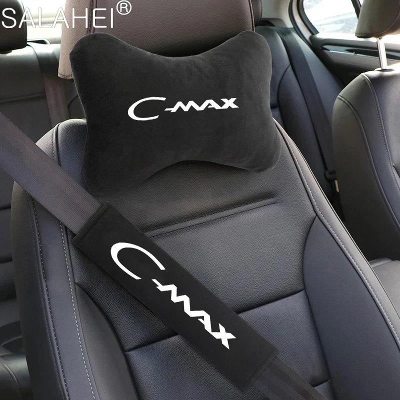 

High-end Car Headrest Neck Pillow A pair Of Seat Belt Shoulder Pads For Ford C-MAX MK1 2004 05 2006-2024 Auto Accessories